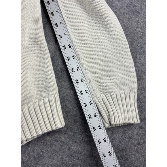 Vtg Polo Ralph Lauren Sweater Men's L Cream Cotton V-Neck Preppy Crest Logo SEE - Picture 4 of 8